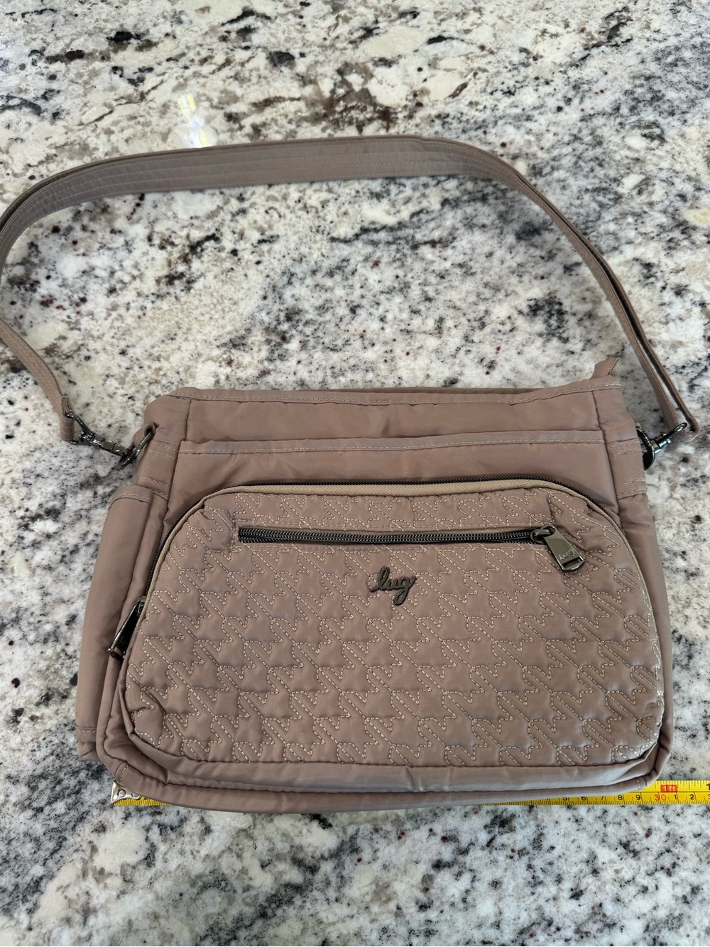 lug Shimmy SE Taupe Quilted Crossbody Bag